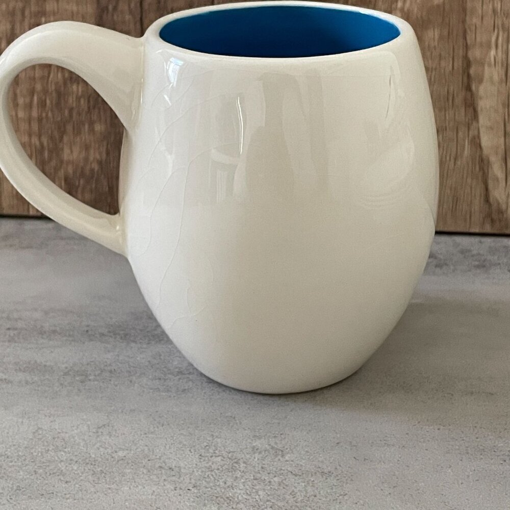 Vintage RARE Rae Dunn Farm Line Pig No Script Mug Blue Interior Rounded Handle - Picture 5 of 7